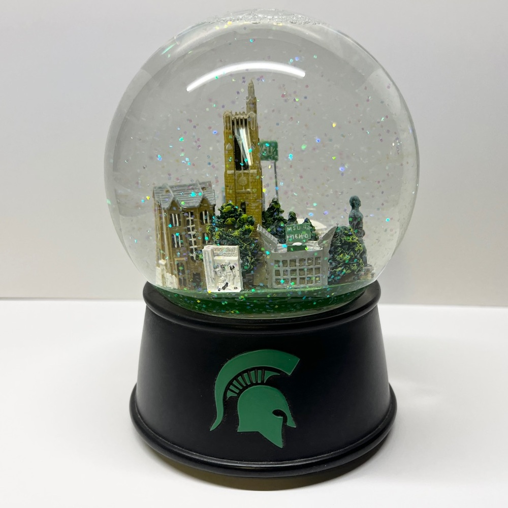 Michigan State University Glitter Snow Globe MSU Spartan Music Box Fight Song